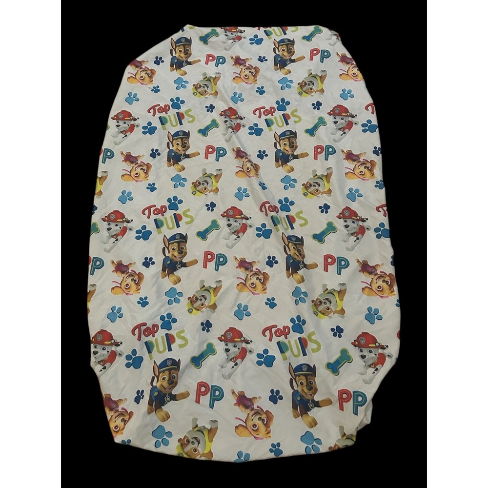 Paw Patrol Top Pups Fitted Crib Sheet Chase Marshall Skye Toddler Bedding White